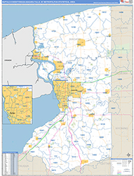 Buffalo-Cheektowaga-Niagara Falls Metro Area Wall Map Basic Style 2026
